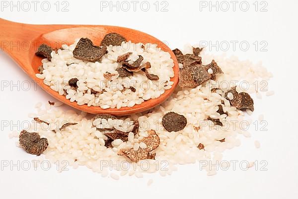 Risotto, risotto rice with dried mushrooms