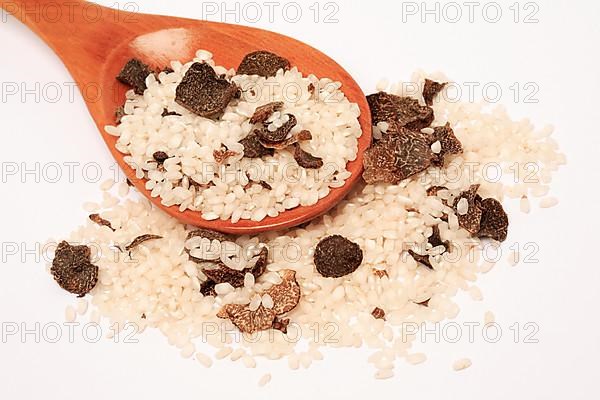 Risotto, risotto rice with dried mushrooms