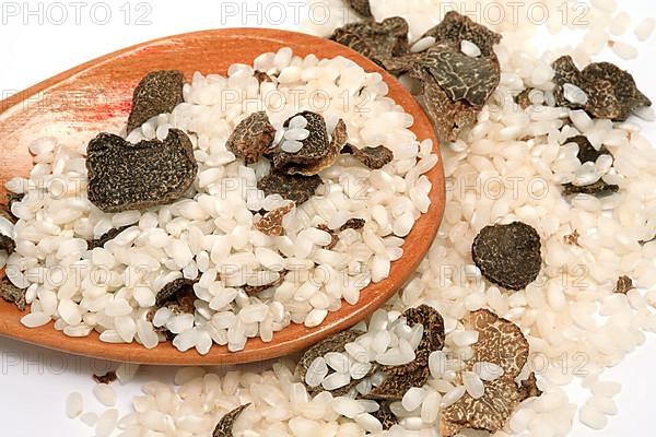 Risotto, risotto rice with dried mushrooms