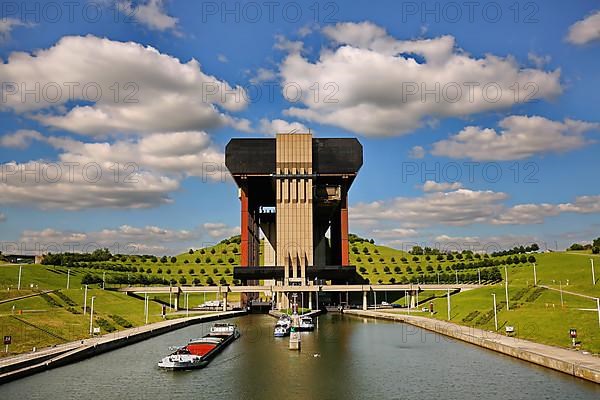 Strepy-Thieu a ship lift on the Canal du Centre. Le Roeulx, Hainaut