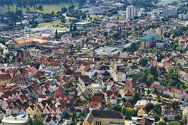 Aerial view of the centre of Albstadt, Zollernalbkreis