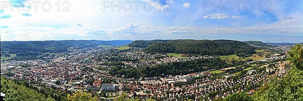 Aerial panorama of Albstadt. Zollernalbkreis, Tuebingen