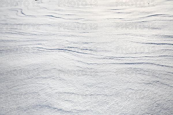 Snow drifts caused by wind from powder snow look like dunes and form bizarre patterns and structures,