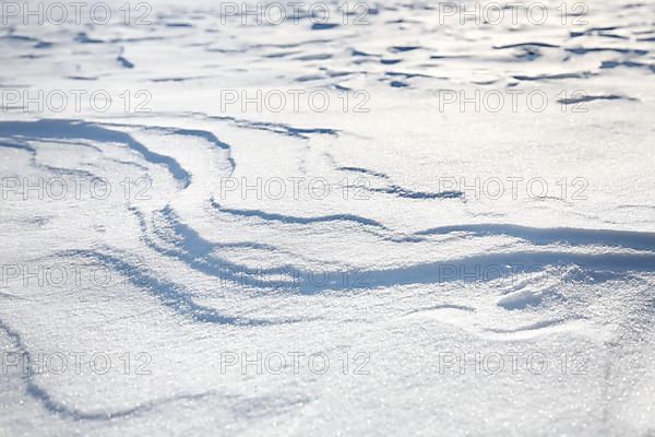 Snow drifts caused by wind from powder snow look like dunes and form bizarre patterns and structures,