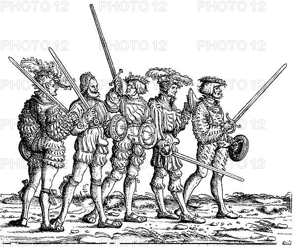 Group of fencers in the triumphal procession of Emperor Maximilian I around 1500, Austria