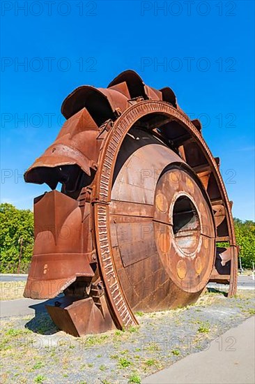 Monument with bucket wheel from opencast lignite mining, Welzow