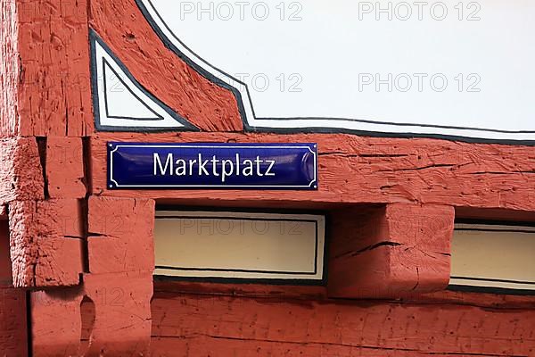 The street sign from the market square in Bad Saulgau. Sigmaringen, Tuebingen