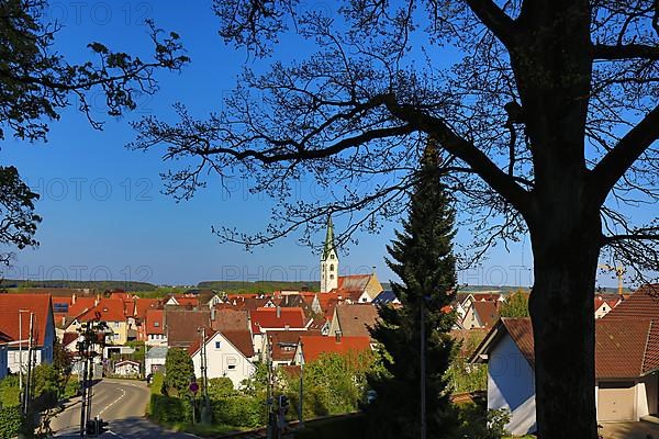 Townscape of Bad Saulgau with St. John's Church. Sigmaringen, Tuebingen