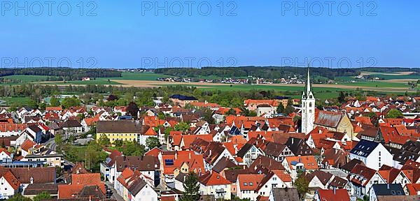 Townscape of Bad Saulgau with St. John's Church. Sigmaringen, Tuebingen