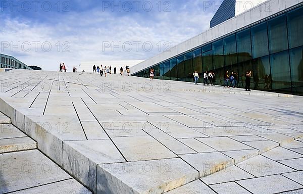 Sloping marble staircase to the roof of the Oslo Opera House, Operahuset Oslo