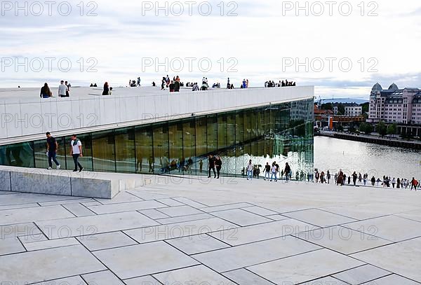 Sloping marble staircase to the roof of the Oslo Opera House, Operahuset Oslo