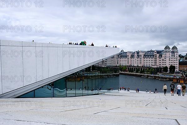 Sloping marble staircase to the roof of the Oslo Opera House, Operahuset Oslo