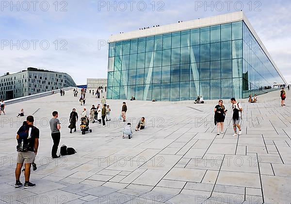 Sloping marble staircase to the roof of the Oslo Opera House, Operahuset Oslo