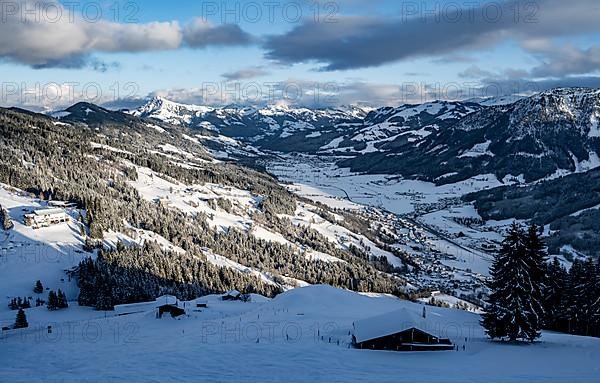 Snow-covered mountain valley, Brixen im Thale