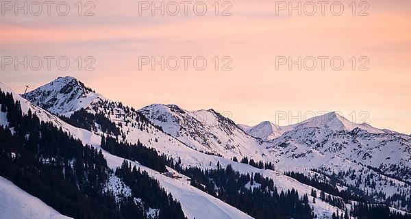 View of the Grossvenediger, Alps in winter with snow-covered mountains