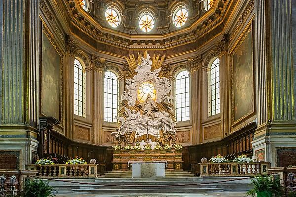 Altar room of the cathedral in the old town, Naples