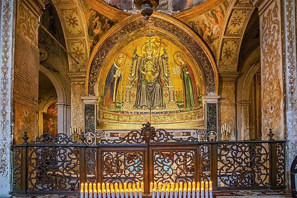 Apsis mosaic Madonna and Child in the Cathedral in the Old Town, Naples