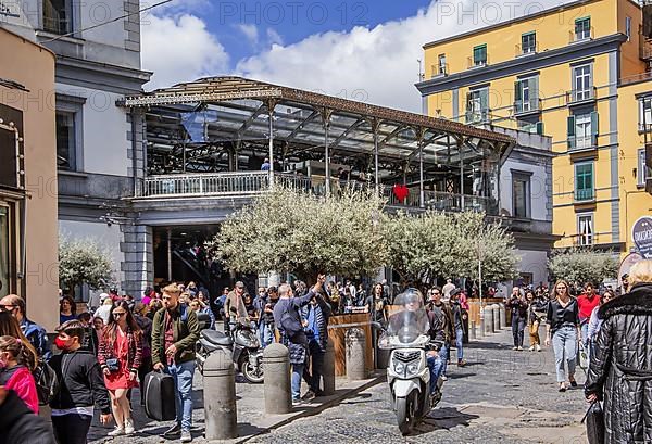 Station of the Funicolare cable car to Vomero In the market district of Montesanto, Naples