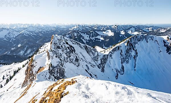 Snow-covered Rotwand, mountains in winter