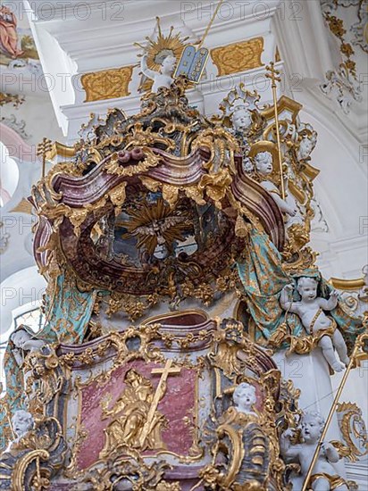 Pulpit in the pilgrimage church of the Flagellated Saviour on the Wies, Wieskirche