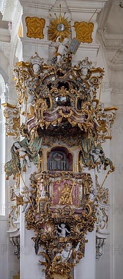 Pulpit in the pilgrimage church of the Flagellated Saviour on the Wies, Wieskirche