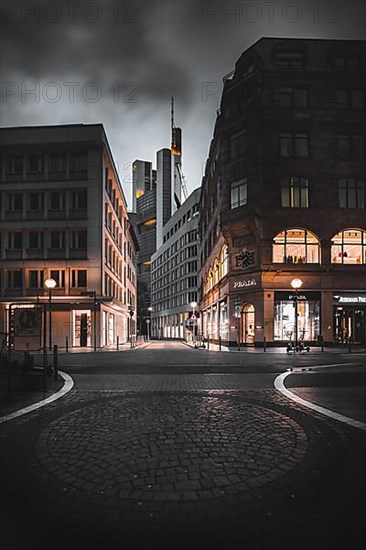 Goethe Strasse with expensive shops and the Commerzbank tower in the background, Frankfurt