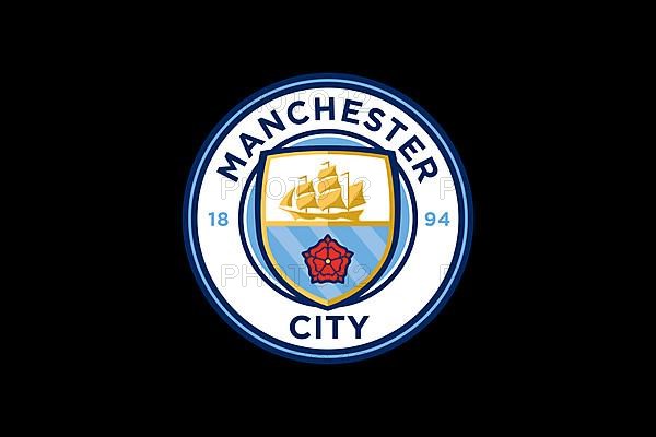 Manchester City F. C. Logo, Black Background