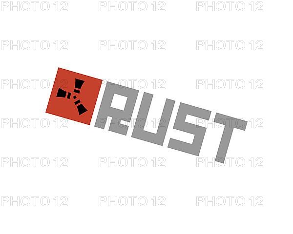 Rust video game, rotated logo