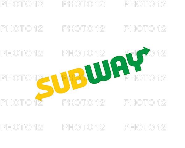 Subway restaurant, rotated logo