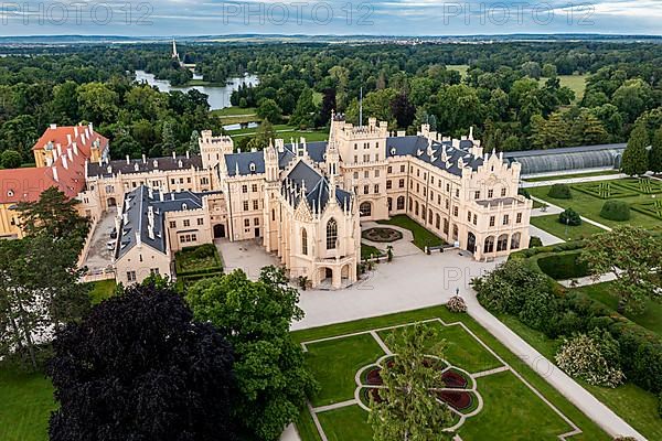 Aerial of Lednice palace, Unesco site