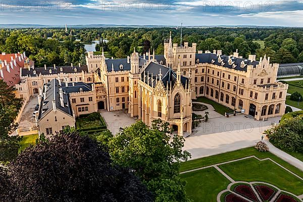 Aerial of Lednice palace, Unesco site