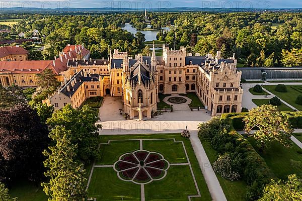 Aerial of Lednice palace, Unesco site