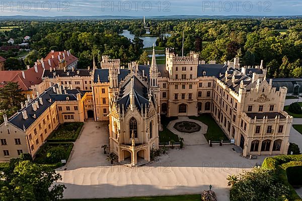 Aerial of Lednice palace, Unesco site