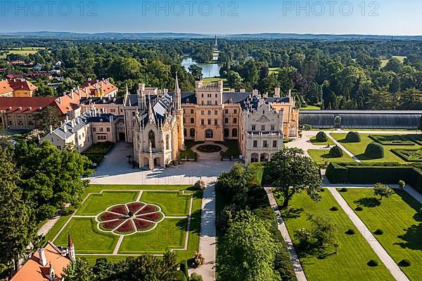 Aerial of Lednice palace, Unesco site