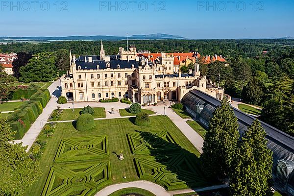 Aerial of Lednice palace, Unesco site