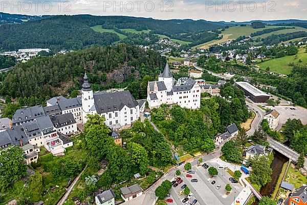 Aerial of St. -Georgen-Kirche and Palace, Unesco site Ore mountains