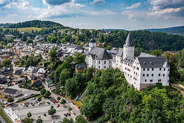 Aerial of St. -Georgen-Kirche and Palace, Unesco site Ore mountains