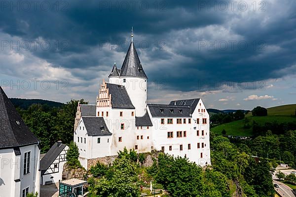 Aerial of St. -Georgen-Kirche and Palace, Unesco site Ore mountains