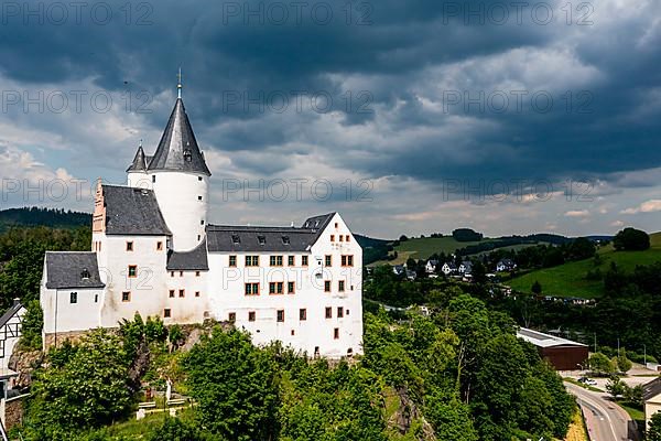 Aerial of St. -Georgen-Kirche and Palace, Unesco site Ore mountains