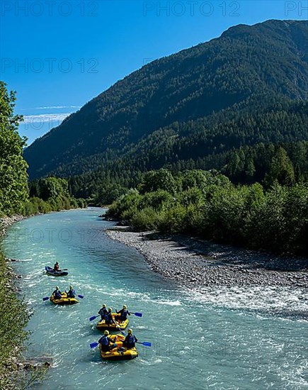 Water sportsmen rafting, Lech