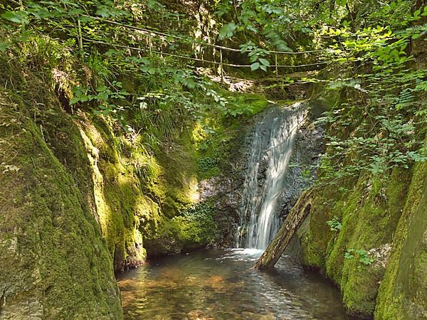 Edelfrauengrab waterfall of the Gottschlag stream in the Black Forest National Park near Ottenhoefen, Edelfrauengrab waterfalls