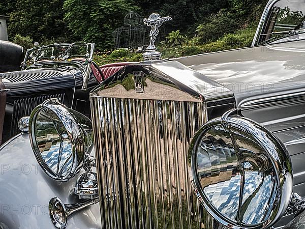 Vintage car meeting, Rolls Royce radiator mascot Spirit of Ecstasy Emily