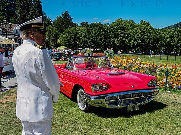 Red Ford Thunderbird, classic car meeting