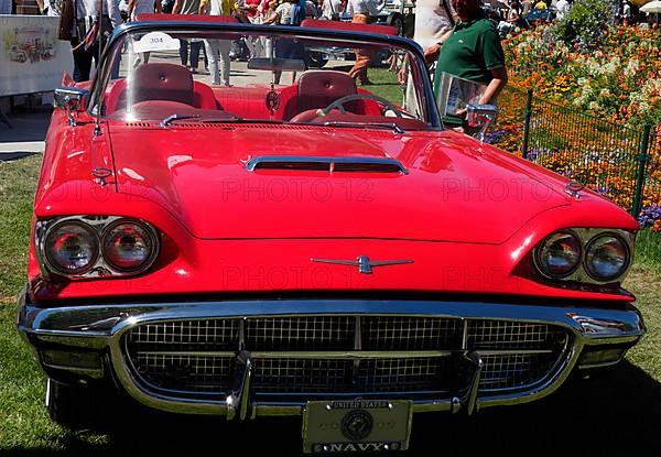 Red Ford Thunderbird, classic car meeting