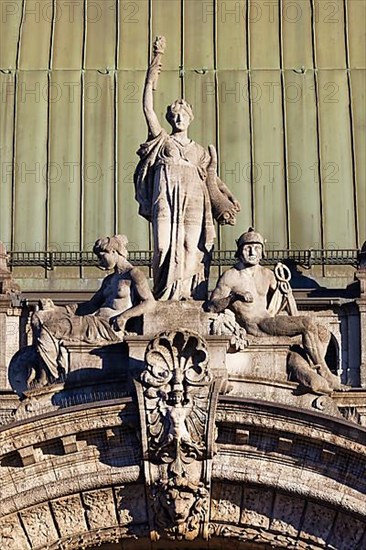 Group of figures Triumph of Technology made of shell limestone by Professor Wilhelm von Ruemann,1905