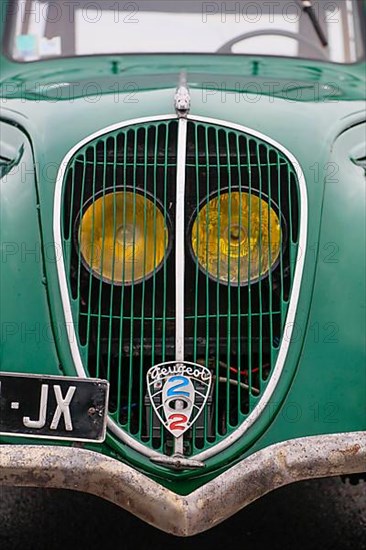 Peugeot 202 of the 30s in a version as a small truck at a classic car meeting in Landernau, department Finistere Penn-ar-Bed