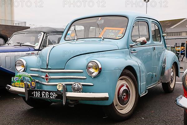 Vintage Renault 4CV from 1958 at a classic car meeting in Landernau, Departement Finistere Penn-ar-Bed