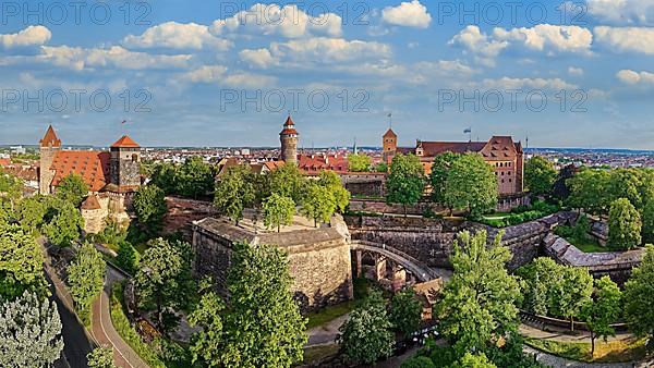 Aerial view from the north, on the left DJH Youth Hostel Nuremberg