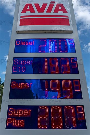 Electronic price board of a petrol station, Egloffstein