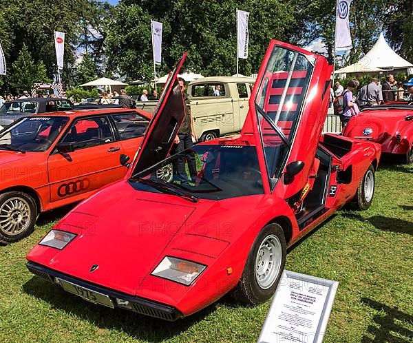 Historic sports car Lamborghini LP 400 Countach with gullwing doors, Classic Days